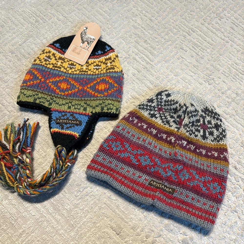 NWT Artesania Alpaca Wool Adult hat + Kids Beanie with earflap